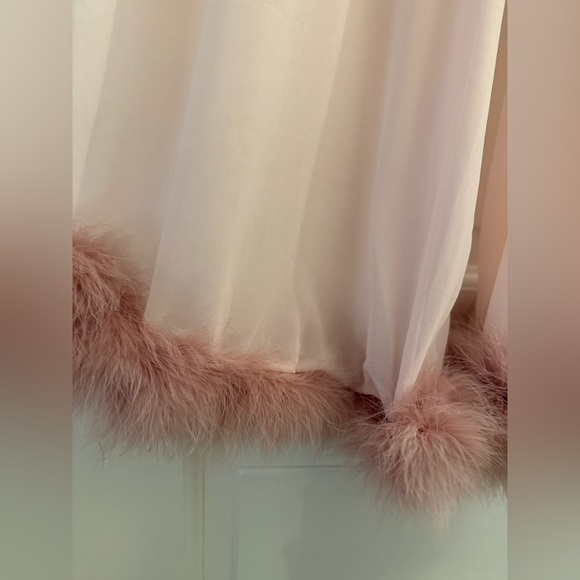 SLEEPER Fluffy You Sheer Pajama Pants With Turkey Feather Trim M - Picture 7 of 9